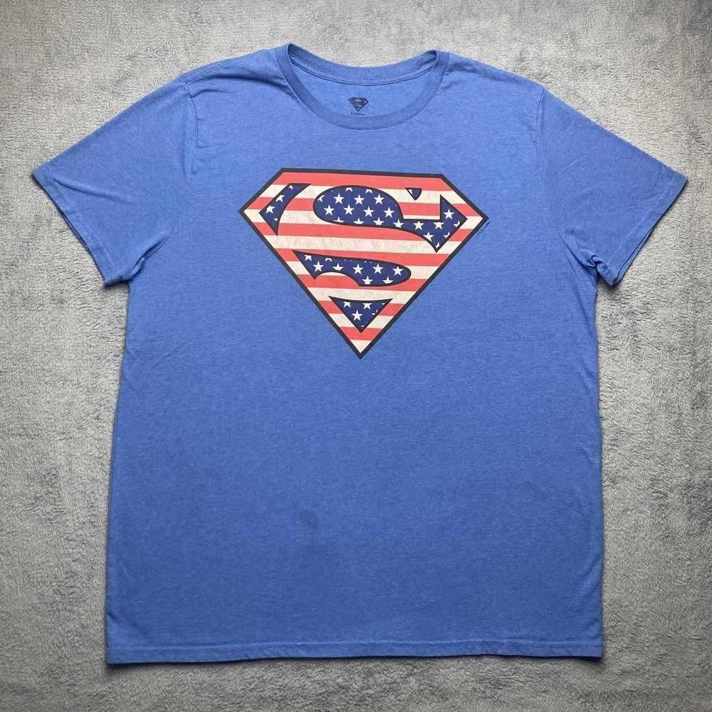 Superman TShirt Mens Size 3XL Red White Blue America American Flag